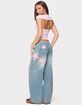 EDIKTED Trish Satin Effect Stars Low Rise Jeans image number 4