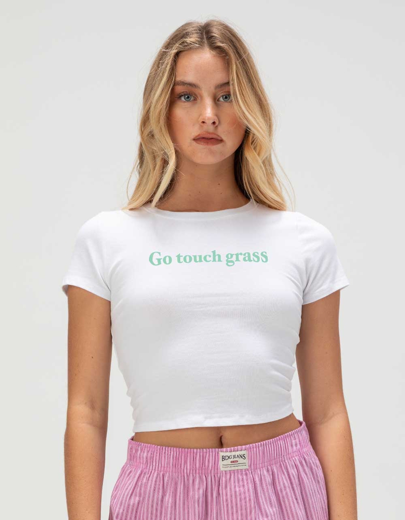 OUTSIDE Touch Grass Womens Baby Tee image number 0