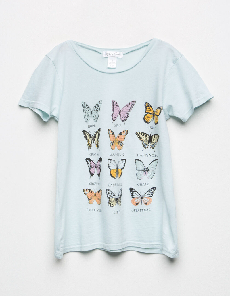WHITE FAWN Butterfly Chart Girls Oversized Tee MINT L Tillys