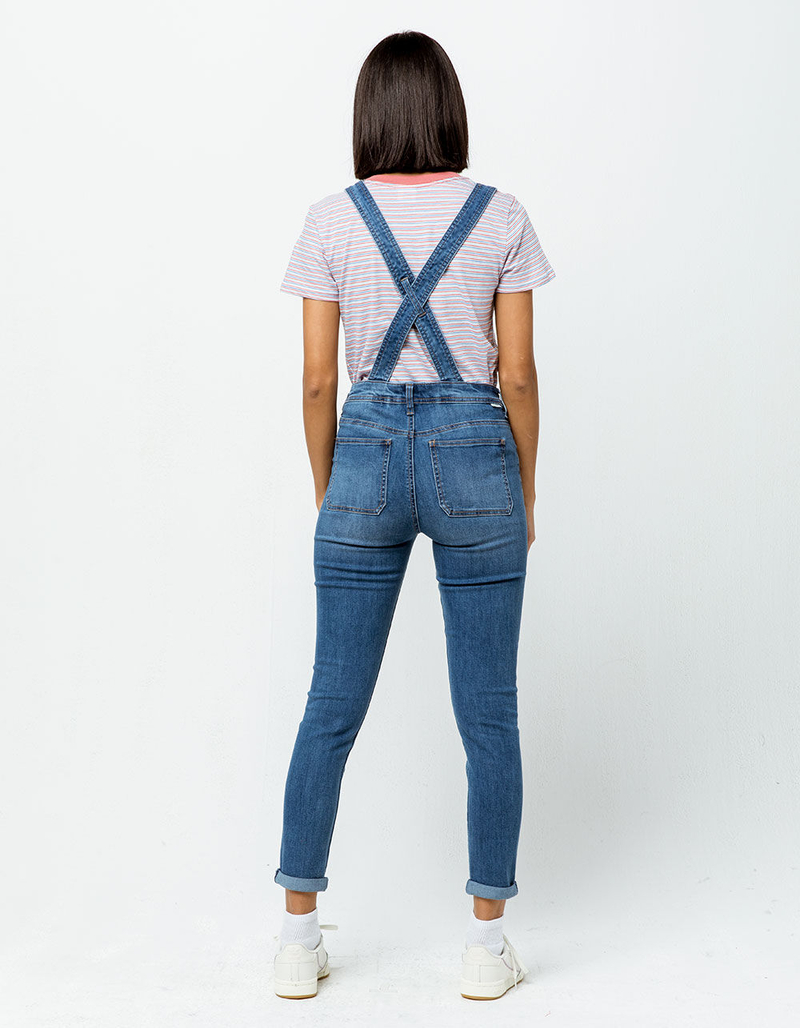SKY AND SPARROW Button Front Womens Denim Overalls image number 2