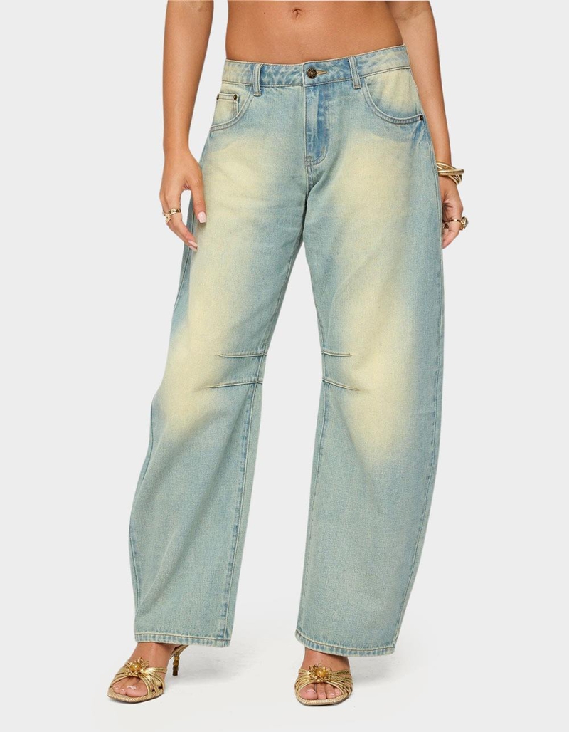 EDIKTED Cayden Low Rise Washed Barrel Jeans image number 0