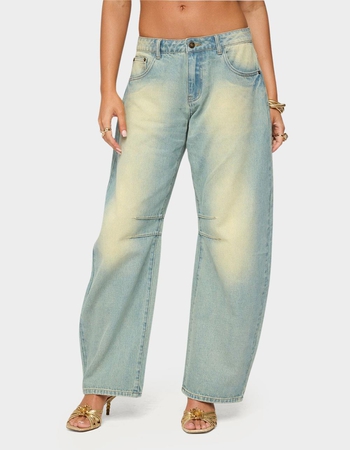 EDIKTED Cayden Low Rise Washed Barrel Jeans Primary Image