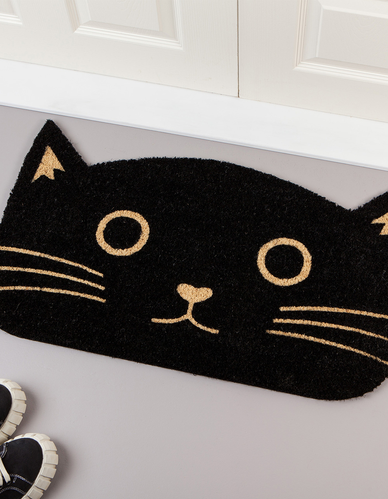 Black Cat Shaped Doormat image number 1