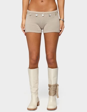 EDIKTED Nicca Iridescent Knit Shorts Primary Image