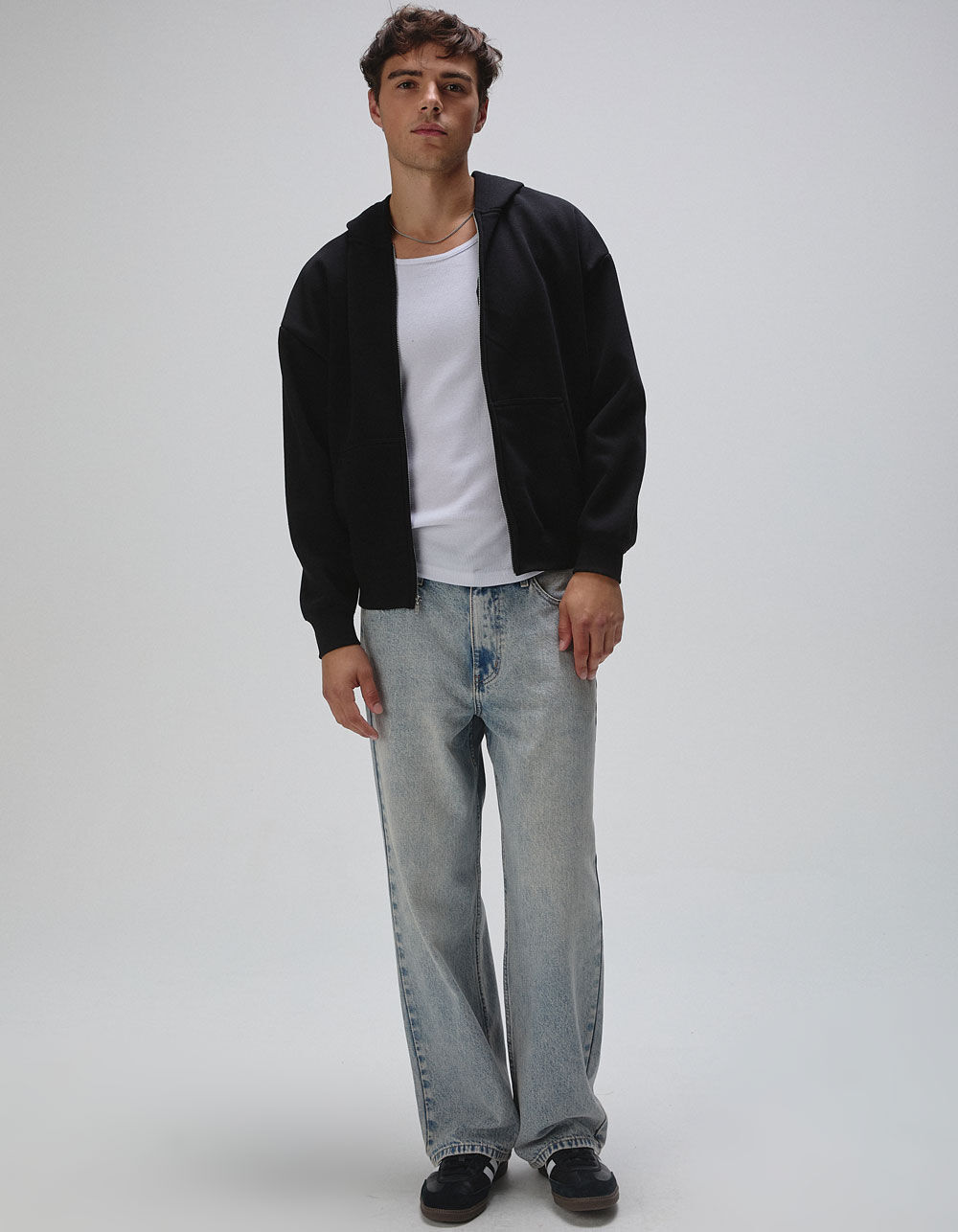 RSQ Mens Oversized Zip-Up Hoodie - BLACK | Tillys