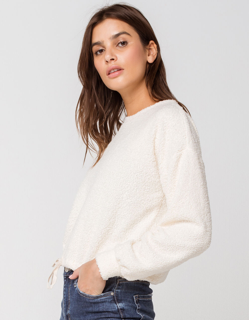 SKY AND SPARROW Woobie Cinch Tie Ivory Womens Sweater image number 1