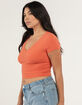 FULL TILT Essentials Womens V Neck Rib Tee image number 2
