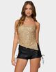EDIKTED Sequin Asymmetric Slit Strapless Top image number 1