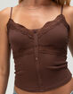 RSQ Womens Button Front Lace Trim Cami image number 5