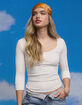 RSQ Womens 3/4 Sleeve Henley Top image number 6