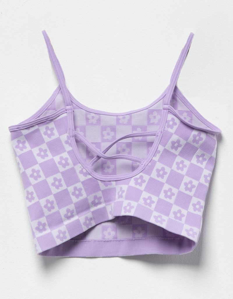 WHITE FAWN Floral Checker Low Back Girls Top image number 1