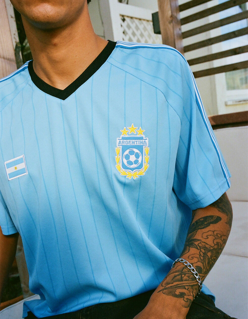RSQ Mens Argentina Baggy Crop Soccer Jersey - LIGHT BLUE - M | Tillys