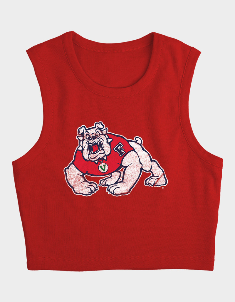 FRESNO STATE UNIVERSITY Distressed Primary Logo Womens Cropped Tank Top image number 3