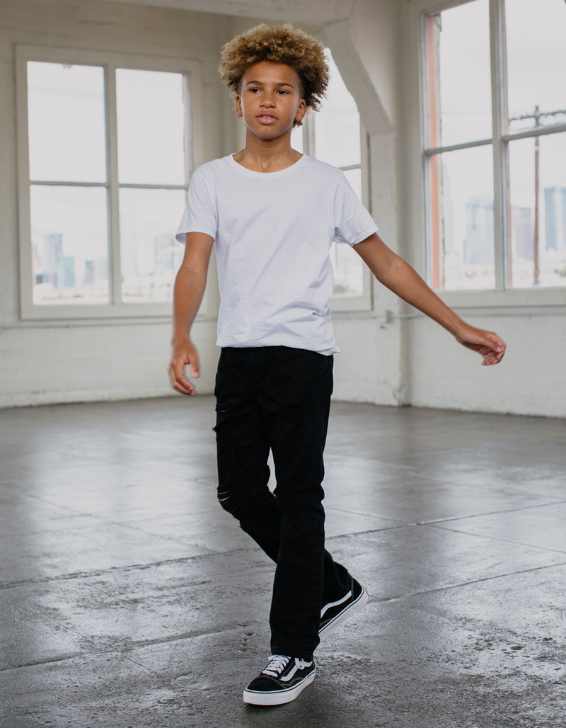 RSQ Boys Super Skinny Stretch Ripped Black Jeans image number 0