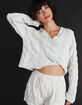 FREE PEOPLE Washed Cable Knit Womens V-Neck Sweater image number 1