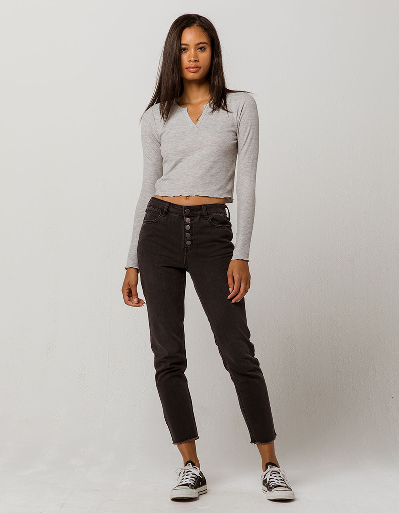 GOOD LUCK GEM Thermal Heather Gray Womens Crop Top image number 3