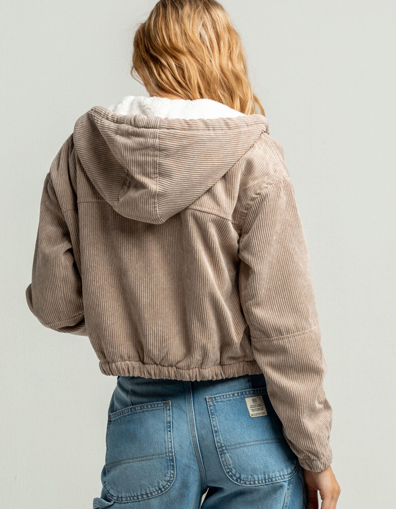 ASHLEY Corded Sherpa Womens Taupe Hooded Jacket image number 2