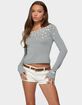 EDIKTED Iridescent Button Boat Neck Top image number 1