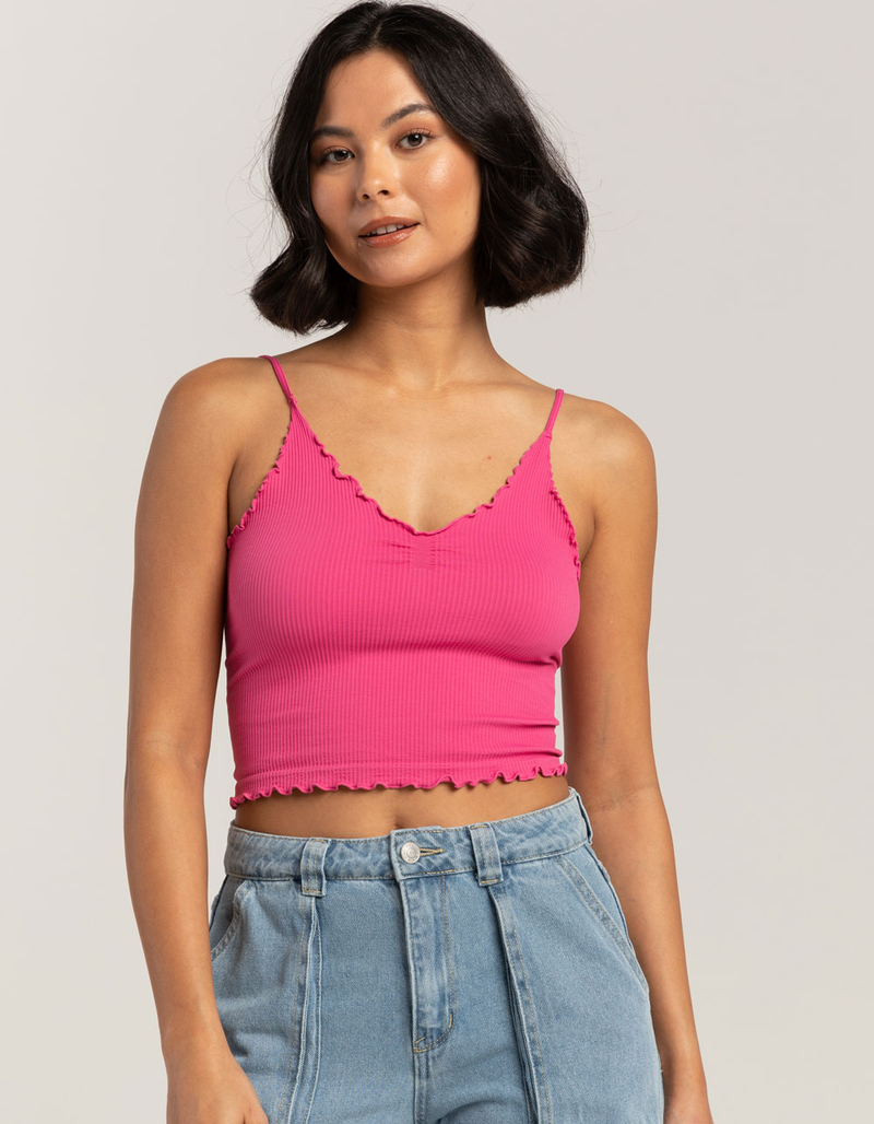 PLISSE LETTUCE HEM CAMI TOP
