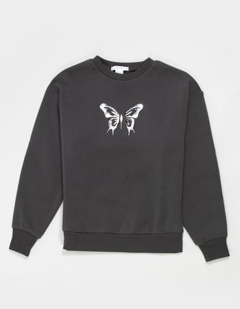 FULL TILT Chrome Butterfly Girls Crewneck Sweatshirt Alternative Image