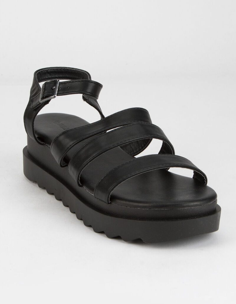 WILD DIVA Banded Womens Flatform Sandals - BLACK - 365907100