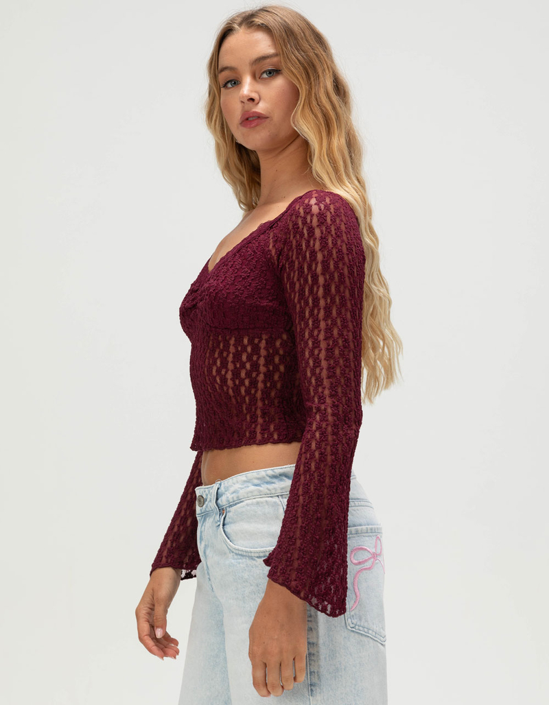 FULL TILT Womens Off The Shoulder Lace Top image number 2