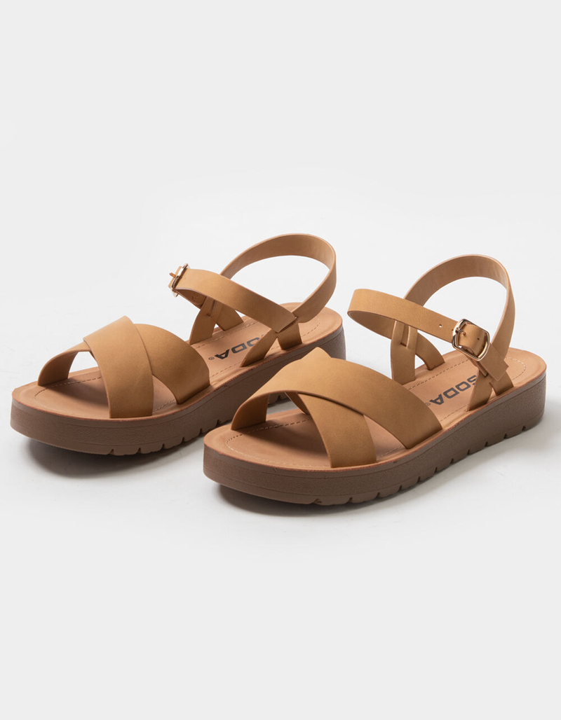 SODA Ankle Strap Womens Mini Flatform Sandals image number 0