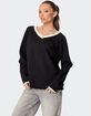 EDIKTED Contrast V-Neck Knit Sweater image number 3