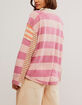 FREE PEOPLE Aster Womens Oversized Stripe Long Sleeve Polo Shirt image number 3