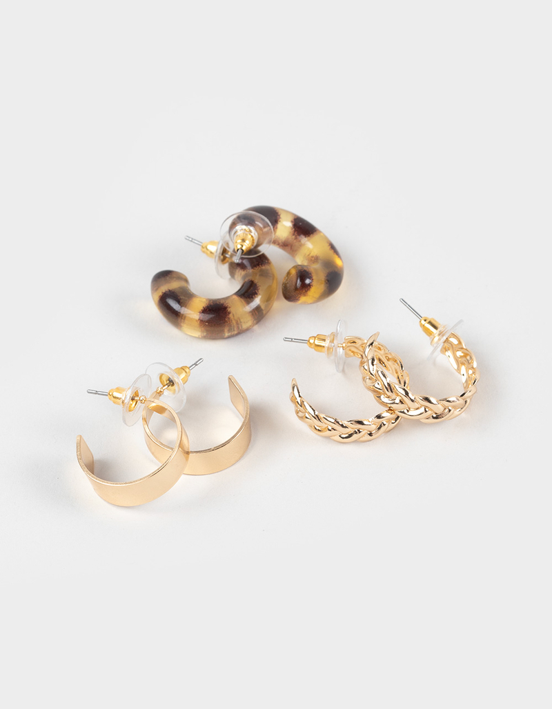 FULL TILT 3 Pack Textured Hoop Earrings image number 0