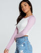 FULL TILT Womens Lavender Crop Raglan Tee image number 2