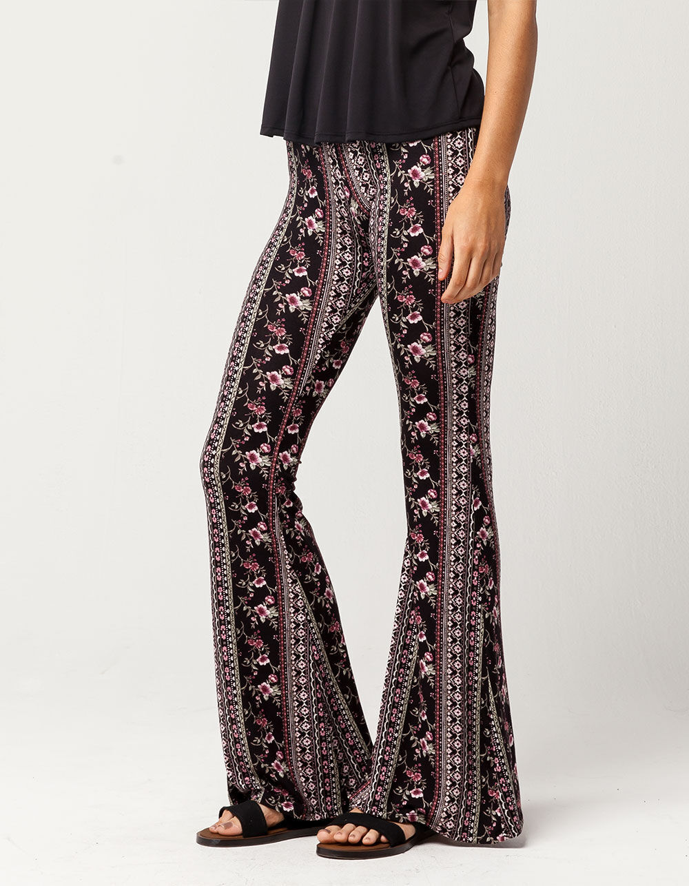 FULL TILT Floral Womens Flare Pants - BLKCO | Tillys
