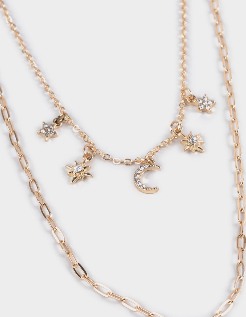 FULL TILT Dainty Moon Colored Stone Layered Necklace image number 2