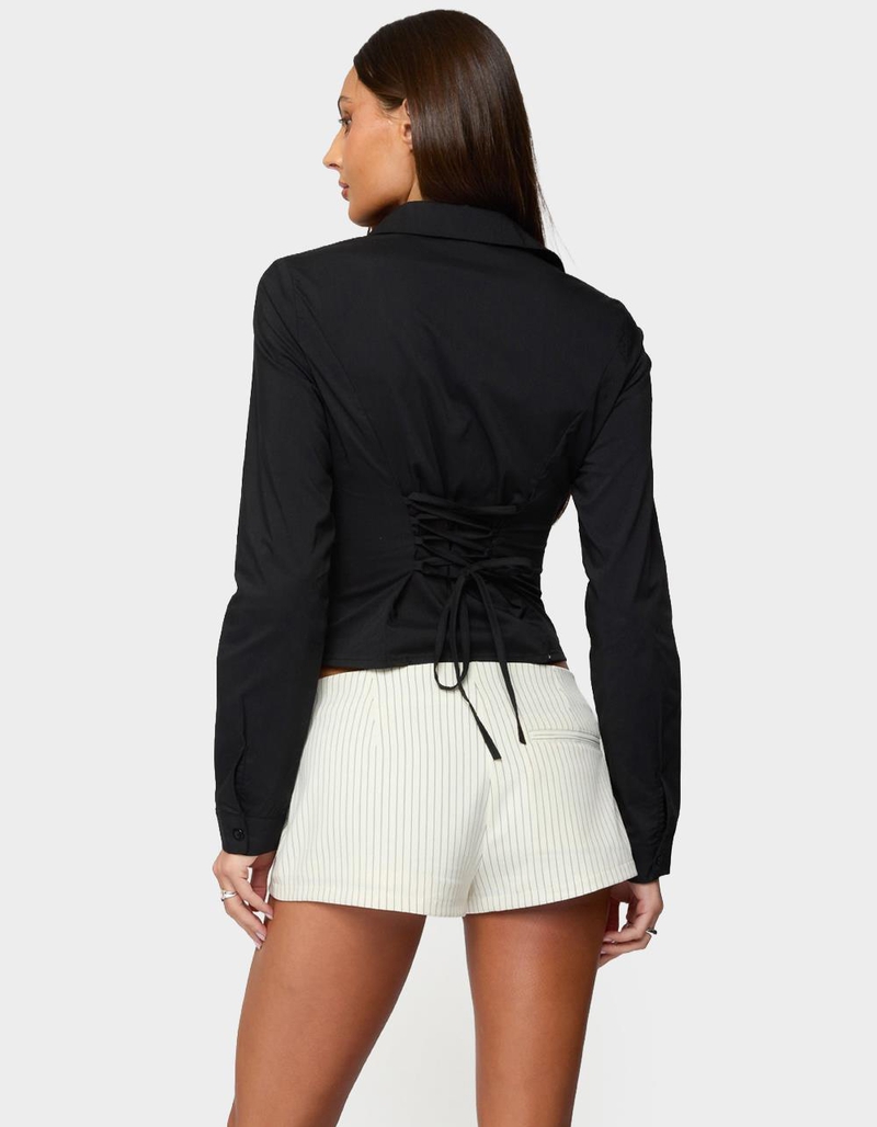 EDIKTED Amelie Lace Up Button Up Shirt image number 2