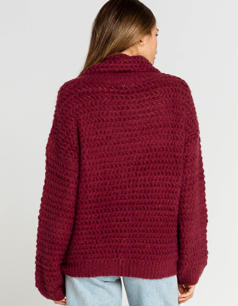 WEST OF MELROSE Just Roll With It Cowl Neck Womens Wine Sweater image number 2