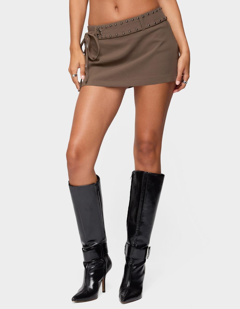 EDIKTED Studded Tie Belt Mini Skort image number 0
