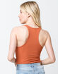 SKY AND SPARROW Ribbed Henley Womens Rust Bodysuit image number 3