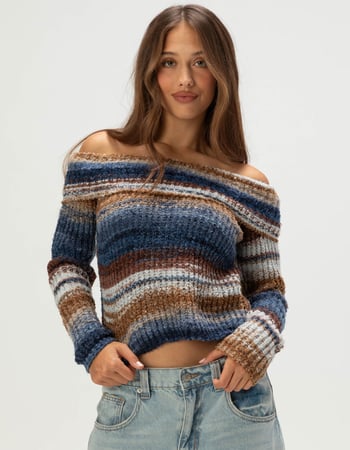 RSQ Womens Off The Shoulder Space Dye Sweater Primary Image