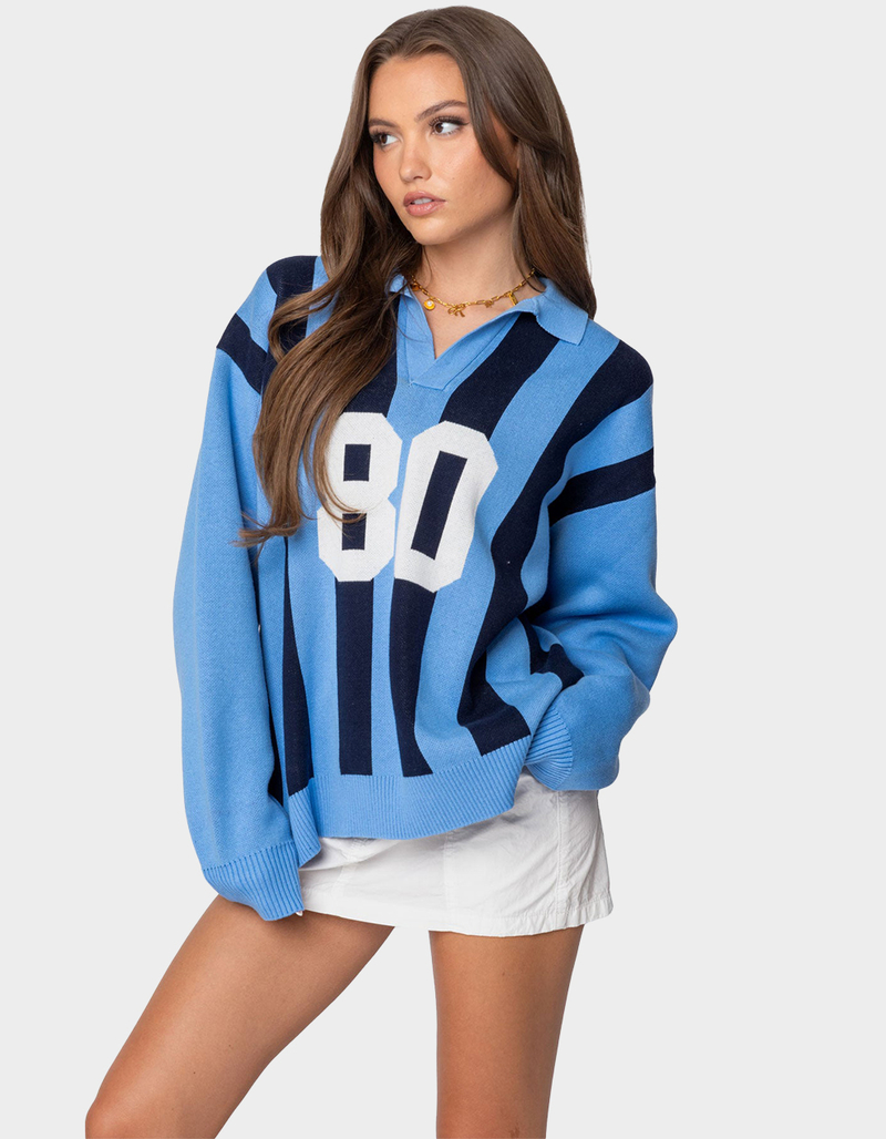 EDIKTED Larson Oversized Polo Sweater image number 2