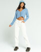 SKY AND SPARROW Furry Womens Light Blue Crop Cardigan image number 4
