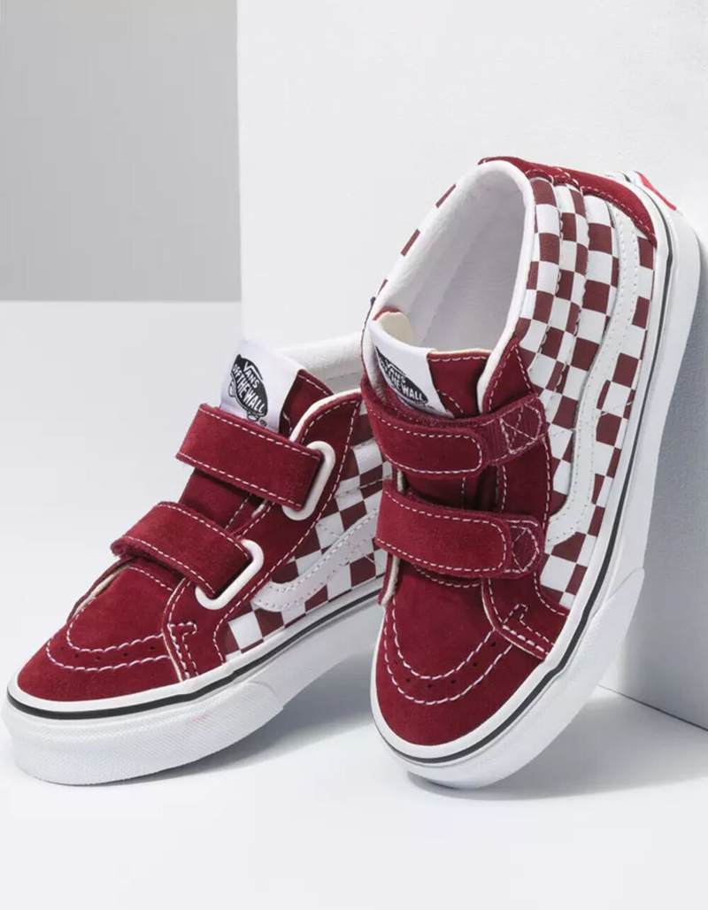 VANS Checkerboard Sk8-Mid Reissue Kids Velcro Shoes image number 3