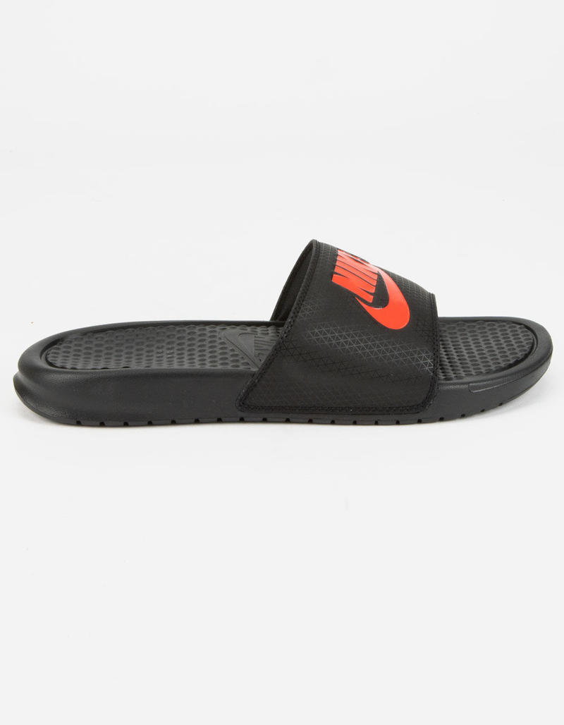 NIKE Benassi JDI Mens Black & Red Slide Sandals image number 2