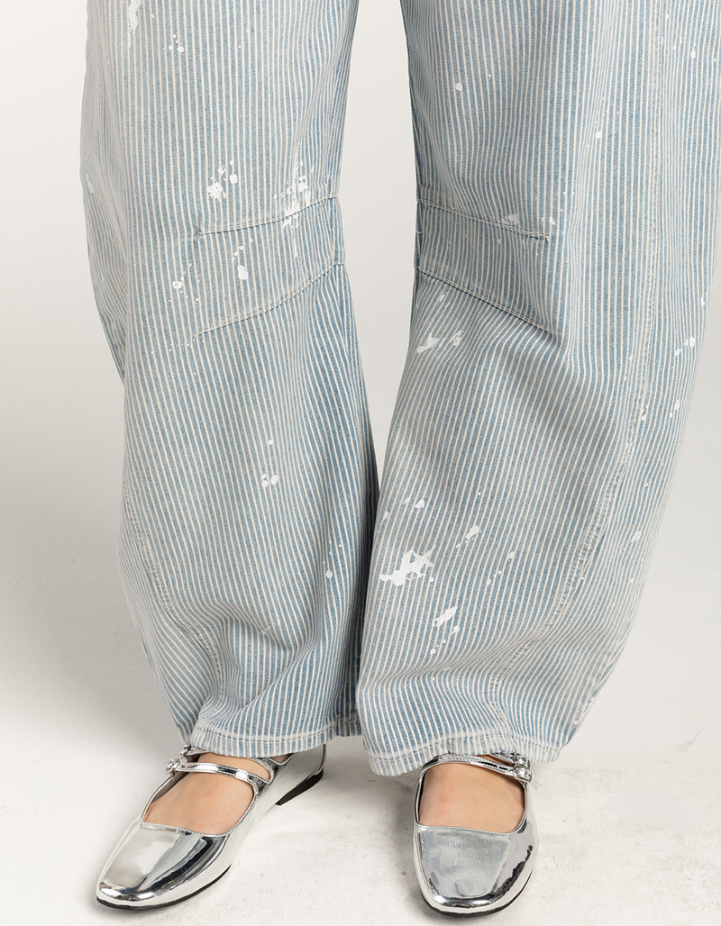 FREE PEOPLE Lucky You Mid-Rise Stripe Womens Barrel Jeans image number 4