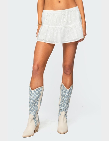 EDIKTED Dora Eyelet Flared Mini Skirt Primary Image