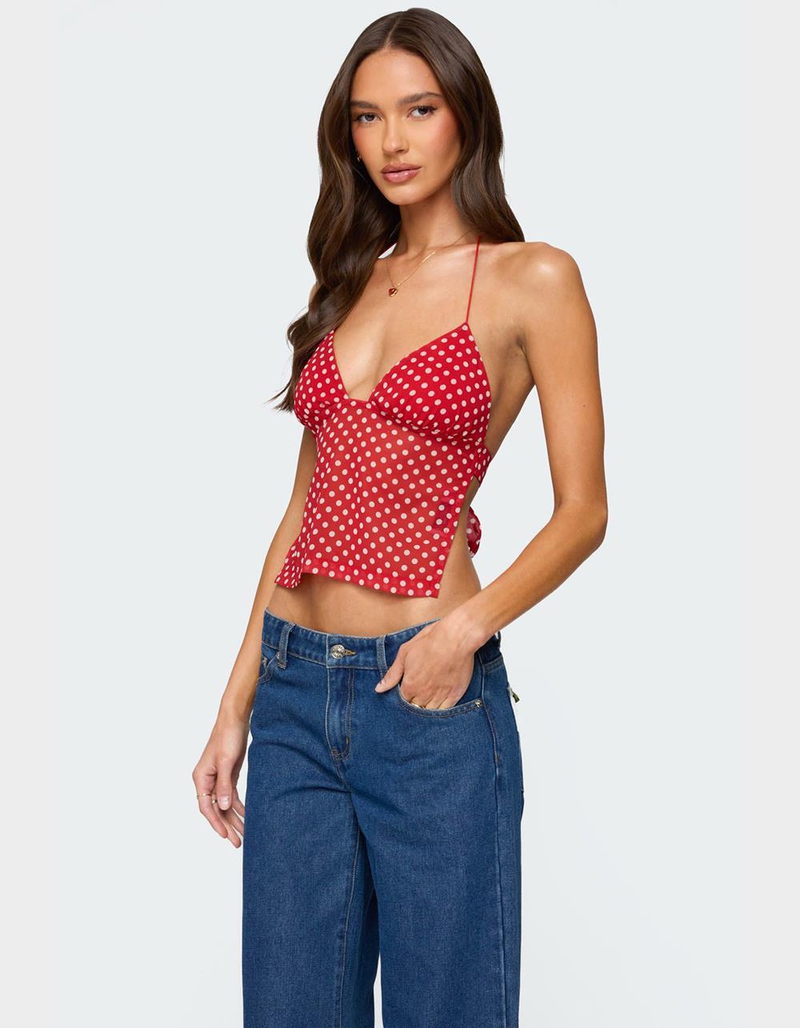 EDIKTED Polka Dot Backless Chiffon Top image number 3