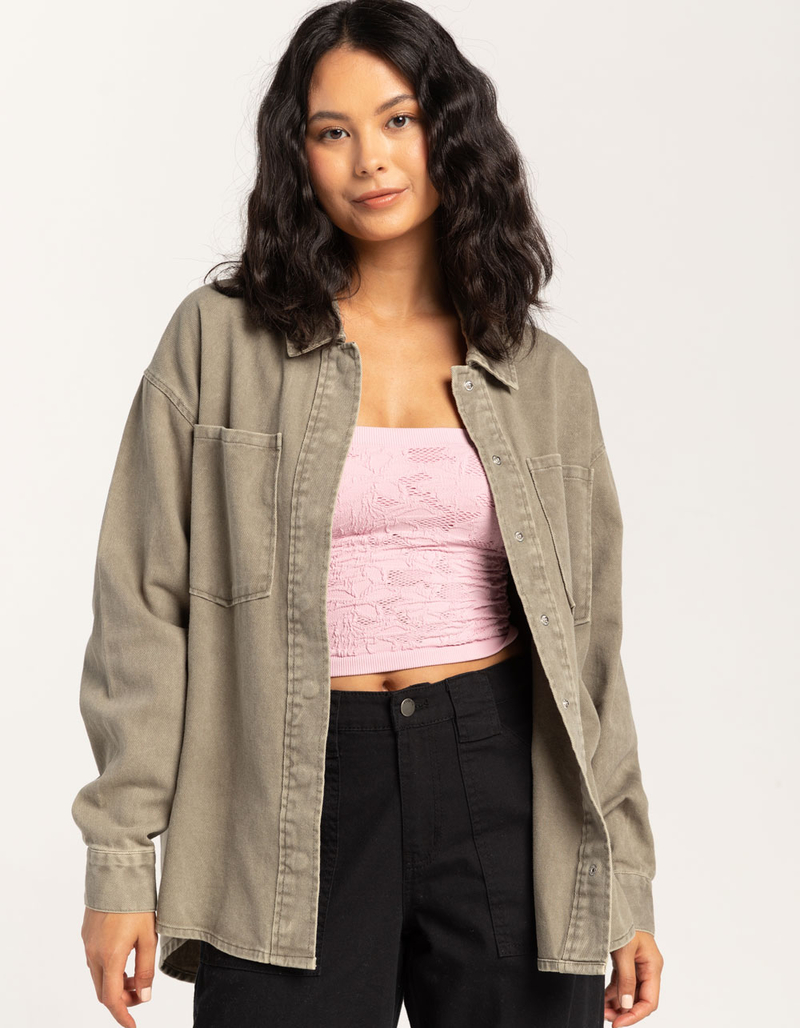 FULL TILT Washed Denim Womens Shacket image number 0