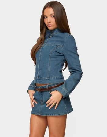 EDIKTED Josiee Stretchy Denim Moto Jacket Alternative Image