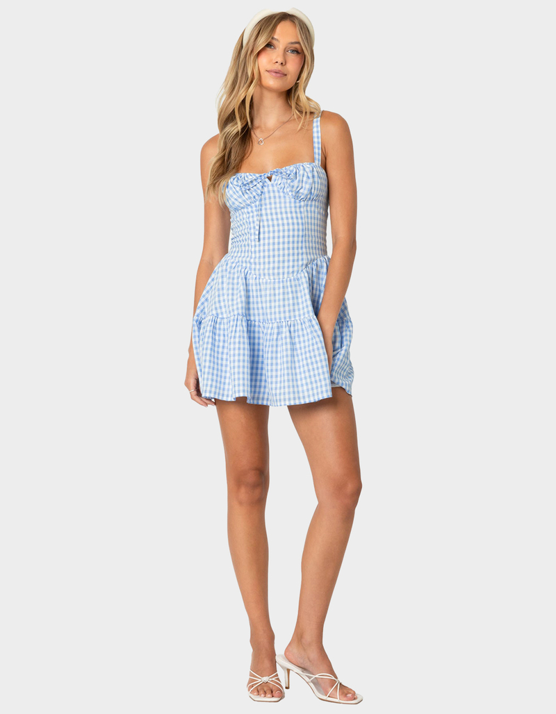 EDIKTED Basil Cupped Gingham Mini Dress image number 2