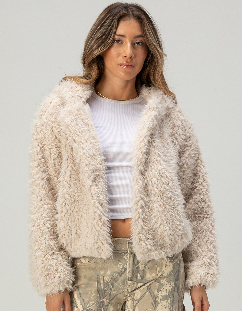 RSQ Womens Long Fur Hooded Jacket image number 1