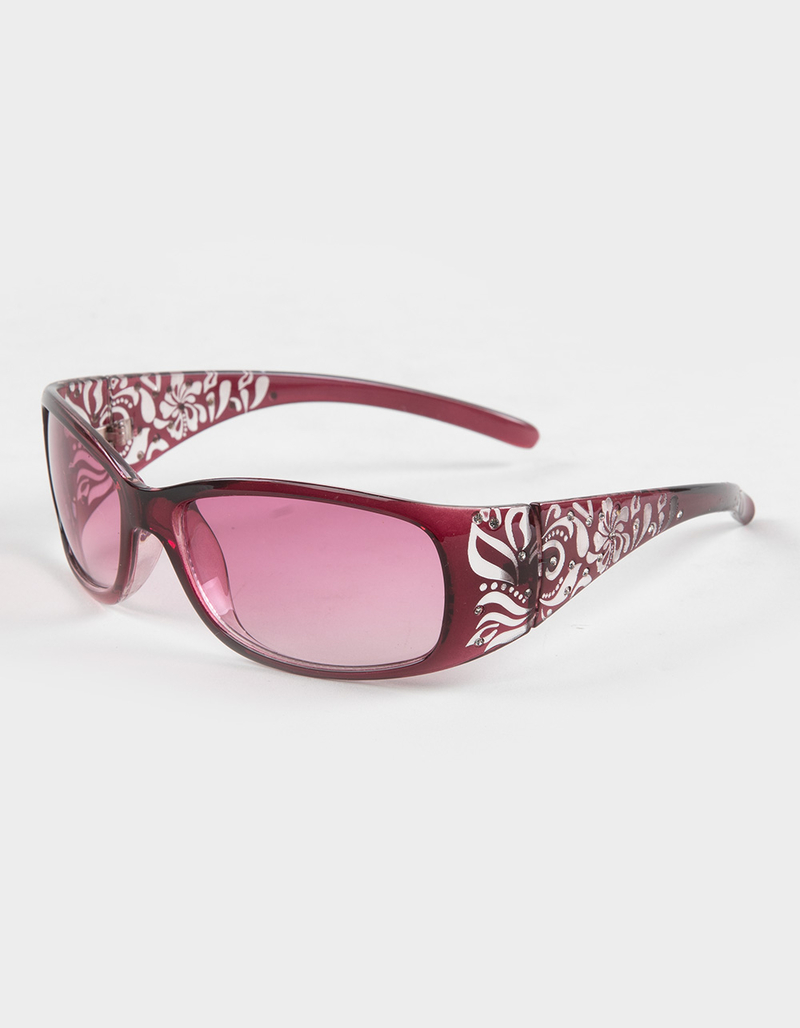 RSQ Rectangle Wrap Floral Print Sunglasses image number 0